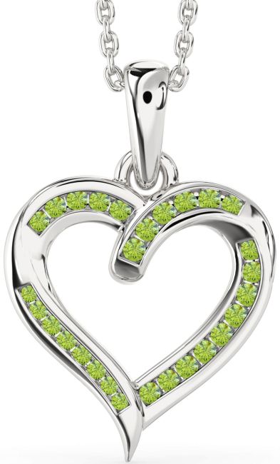 Peridot Silver Heart Necklace