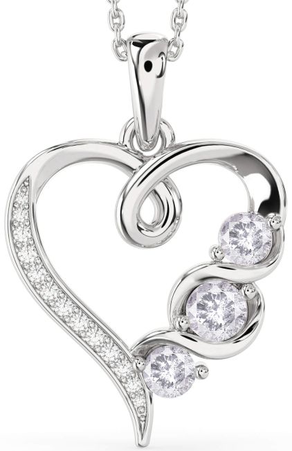 Salt & Pepper Diamond Silver Heart Necklace