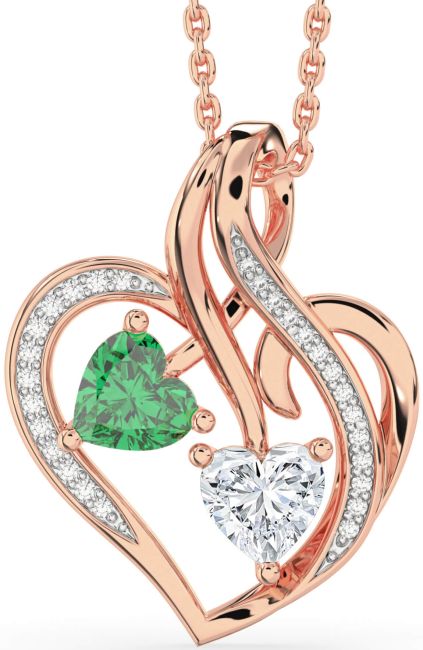 Diamond Rose Gold Silver Heart Necklace