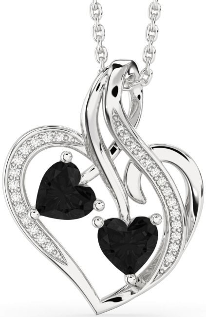 Black Diamond Silver Heart Necklace