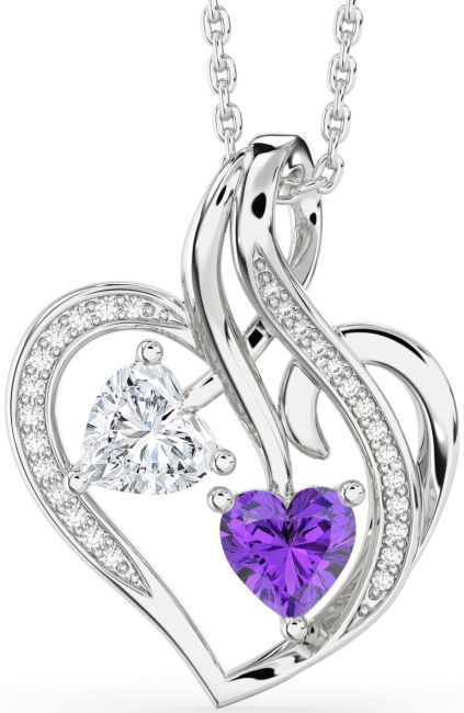 Diamond Silver Heart Necklace