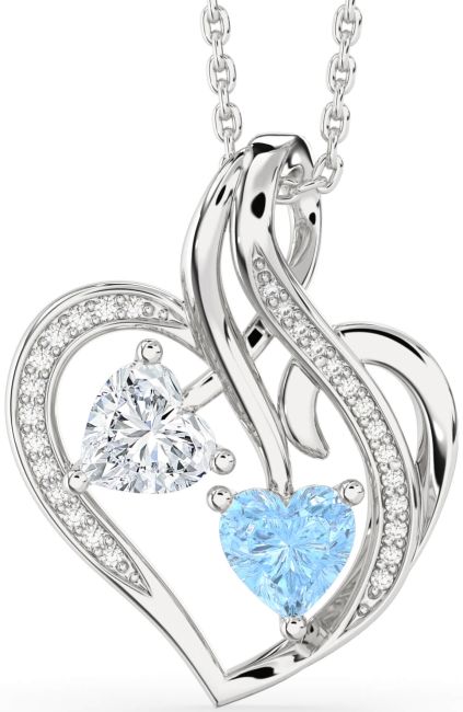 Diamond Silver Heart Necklace