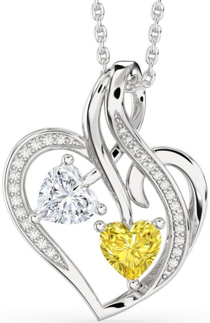 Diamond Silver Heart Necklace
