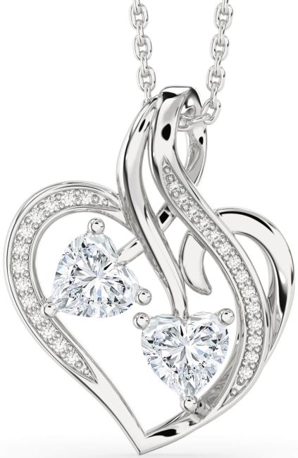 Diamond Silver Heart Necklace