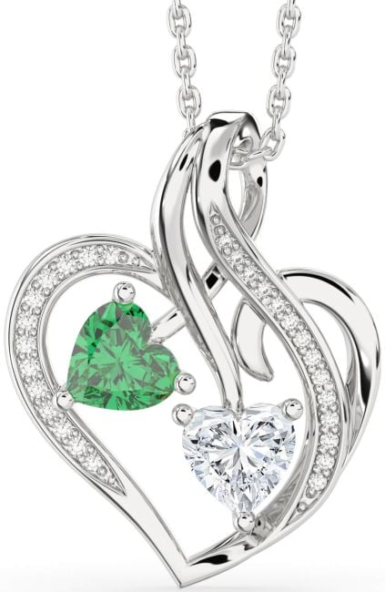 Diamond Silver Heart Necklace