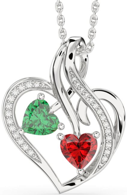 Diamond Silver Heart Necklace