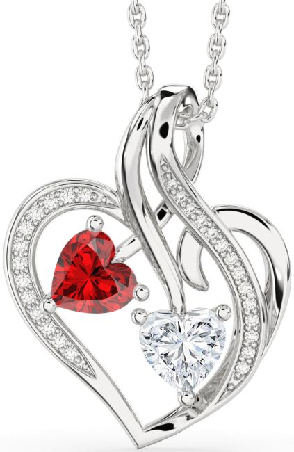 Diamond Silver Heart Necklace
