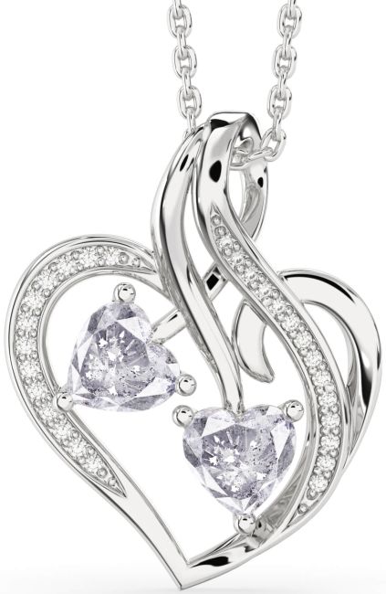 Salt & Pepper Diamond Silver Heart Necklace