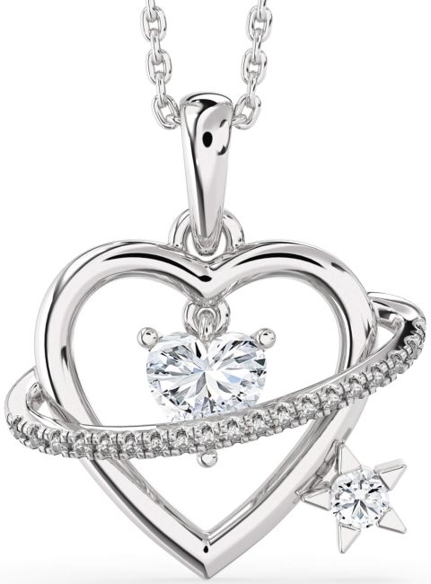 Diamond White Gold Heart Star Necklace