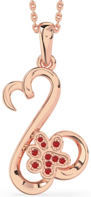 Ruby Rose Gold Heart Paw Necklace