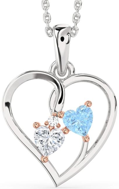 Platinum & Rose Gold Heart Necklace
