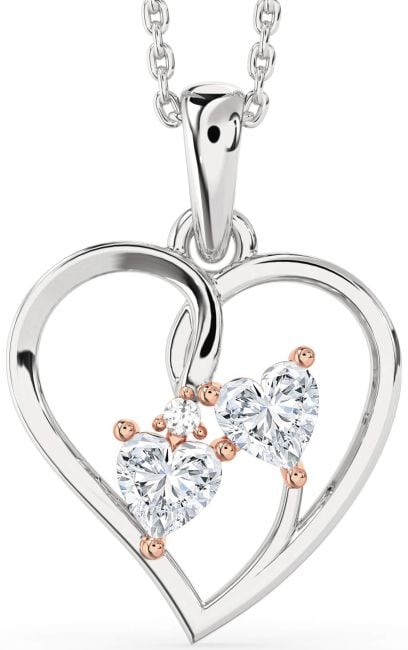 Diamond White Rose Gold Heart Necklace