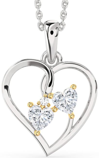 Diamond White Yellow Gold Heart Necklace