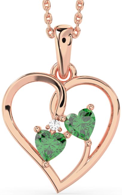 Emerald Rose Gold Heart Birthstone Necklace