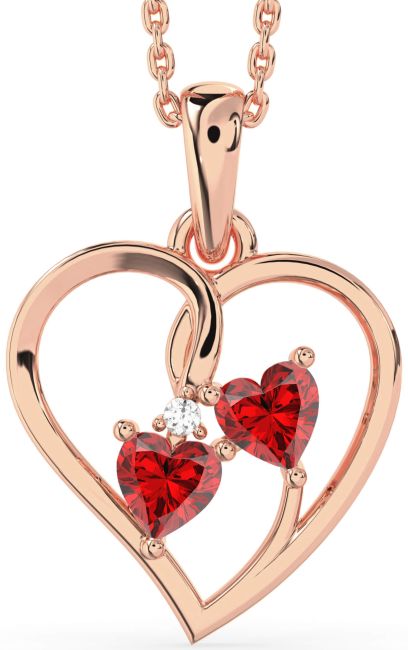 Ruby Rose Gold Heart Birthstone Necklace