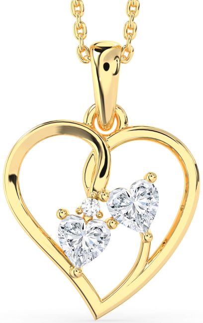 Diamond Gold Silver Heart Necklace