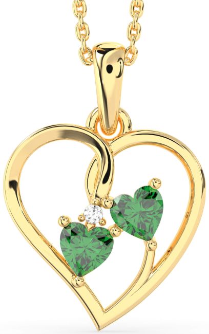 Emerald Gold Heart Birthstone Necklace
