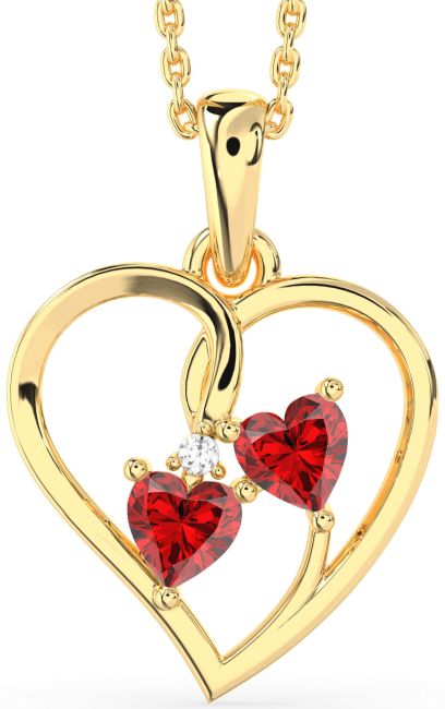 Ruby Gold Heart Birthstone Necklace