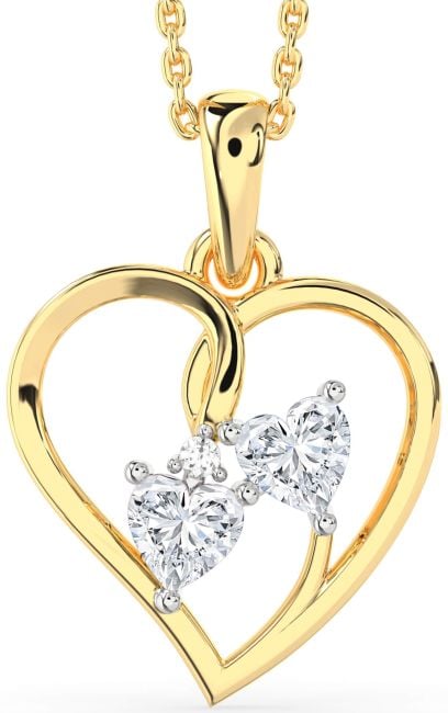 Diamond Gold Silver Heart Necklace