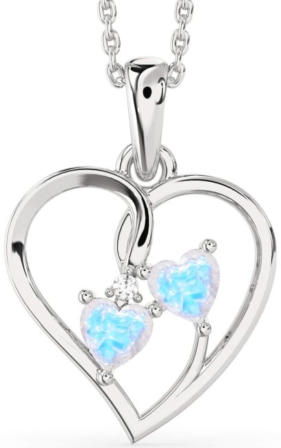 Moonstone Platinum Heart Necklace