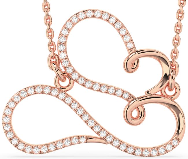 Large Diamond Rose Gold Silver Heart Infinity Necklace