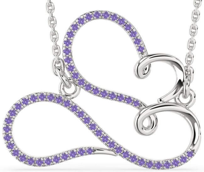 Large Alexandrite Platinum Heart Infinity Necklace