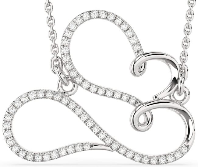 Large Diamond Silver Heart Infinity Necklace