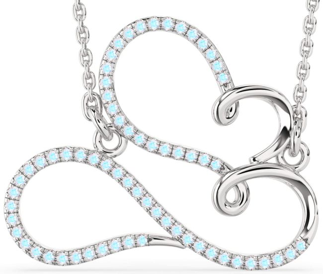 Large Moonstone Platinum Heart Infinity Necklace