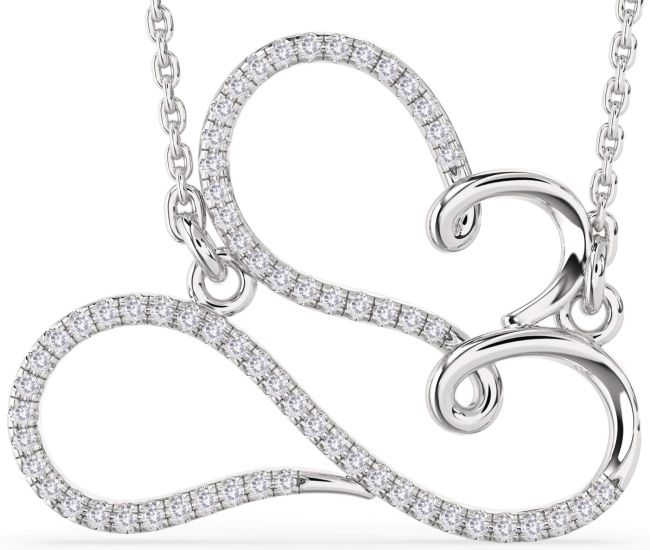 Large Salt & Pepper Diamond Platinum Heart Infinity Necklace