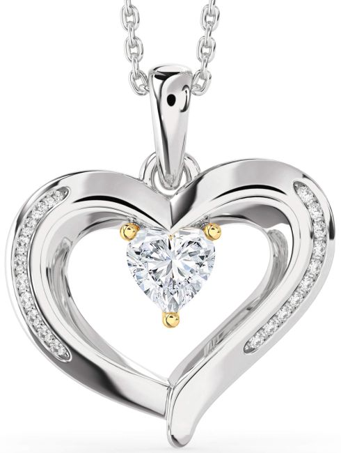Diamond Gold Silver Heart Necklace