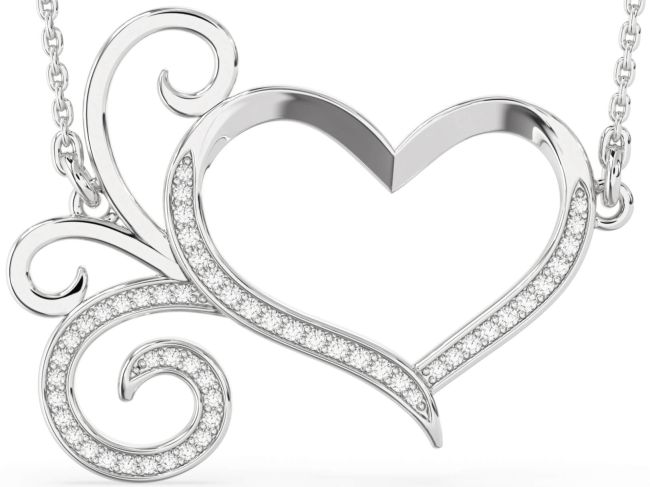 Large Diamond Platinum Heart Necklace