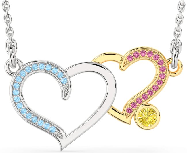 Large Platinum & Yellow Gold Heart Necklace