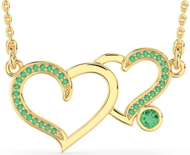Large Emerald Gold Heart Necklace