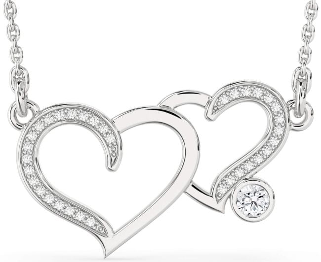 Large Diamond Platinum Heart Necklace