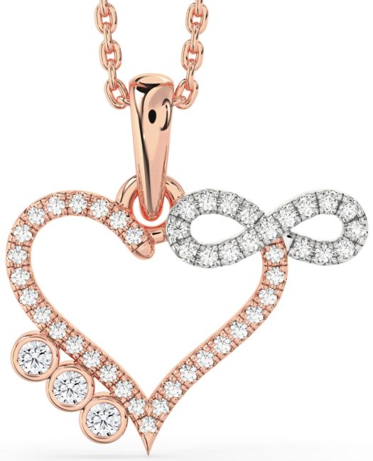 Diamond Platinum & Rose Gold Heart Infinity Necklace