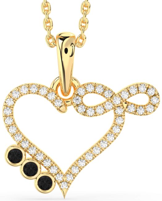 Black Diamond Gold Heart Infinity Necklace
