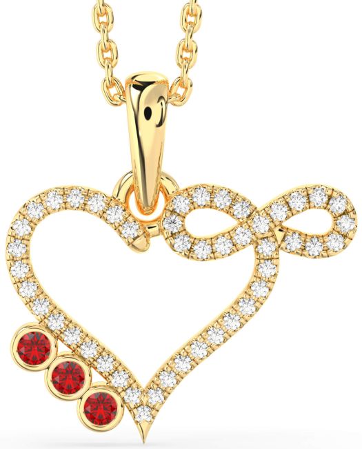 Diamond Ruby Gold Silver Heart Infinity Birthstone Necklace