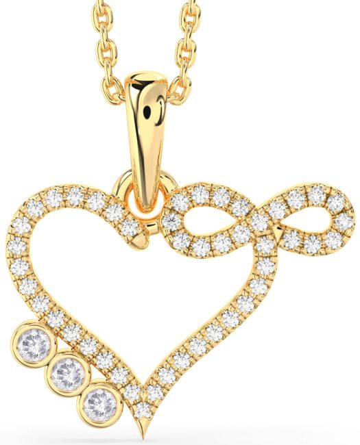 Salt & Pepper Diamond Gold Heart Infinity Necklace