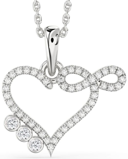 Diamond Silver Heart Infinity Necklace
