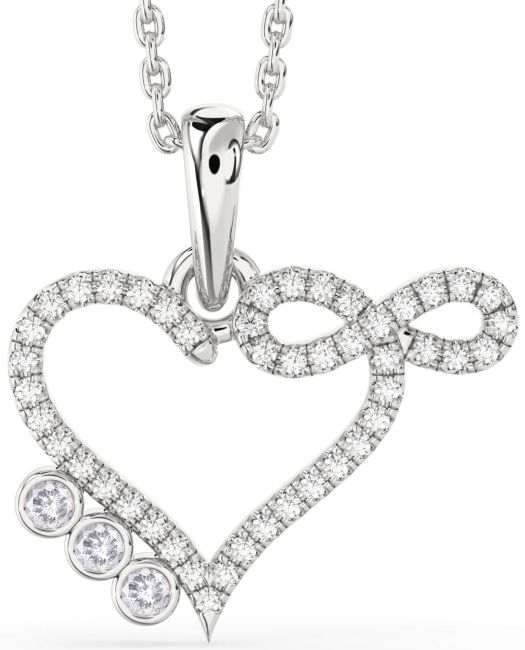 Salt & Pepper Diamond Silver Heart Infinity Necklace