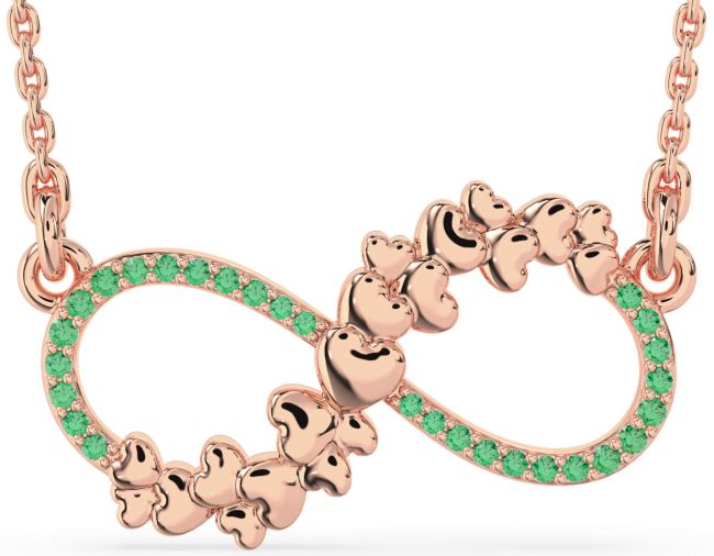 Large Emerald Rose Gold Infinity Heart Necklace