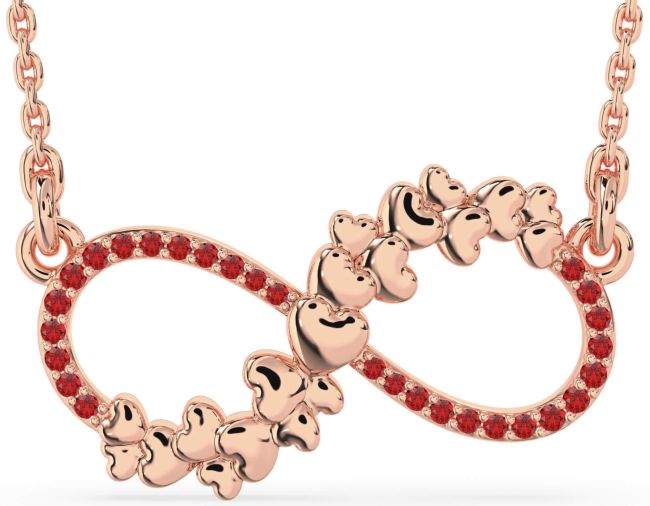 Large Ruby Rose Gold Infinity Heart Necklace