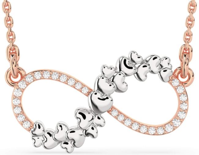 Large Diamond Platinum & Rose Gold Infinity Heart Necklace