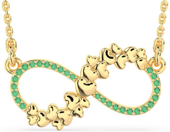 Large Emerald Gold Infinity Heart Necklace