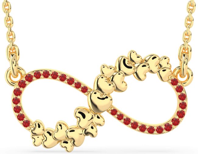 Large Ruby Gold Infinity Heart Necklace