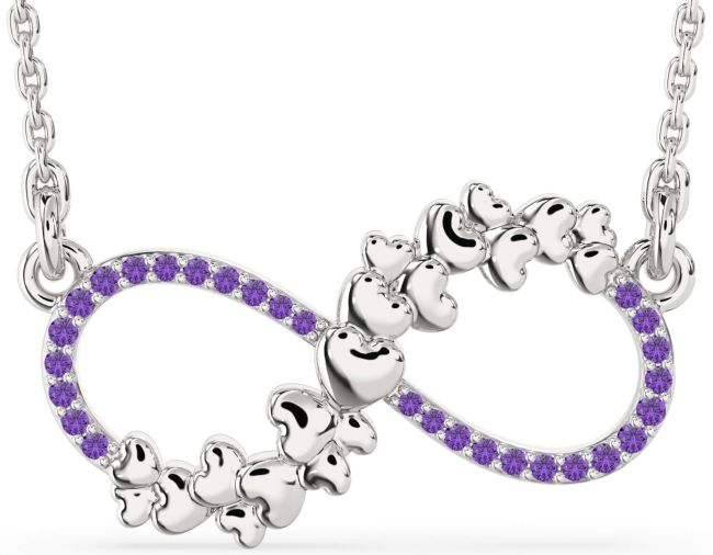 Large Amethyst Platinum Infinity Heart Necklace