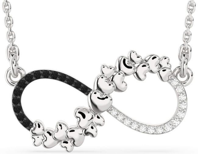 Large Black Diamond Platinum Infinity Heart Necklace