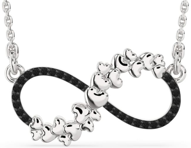 Large Black Diamond Platinum Infinity Heart Necklace