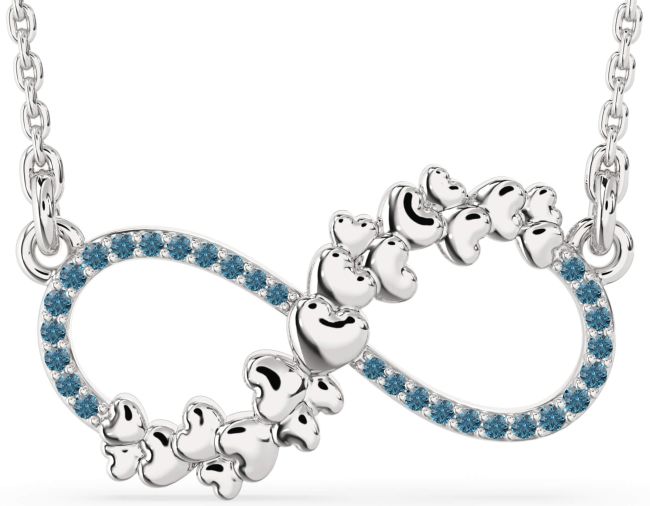 Large Blue Diamond Platinum Infinity Heart Necklace