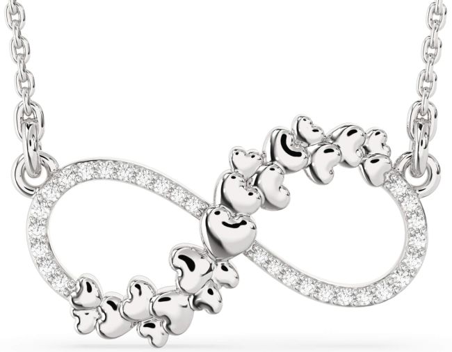 Large Diamond White Gold Infinity Heart Necklace